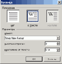 Диалоговое окно Буквица